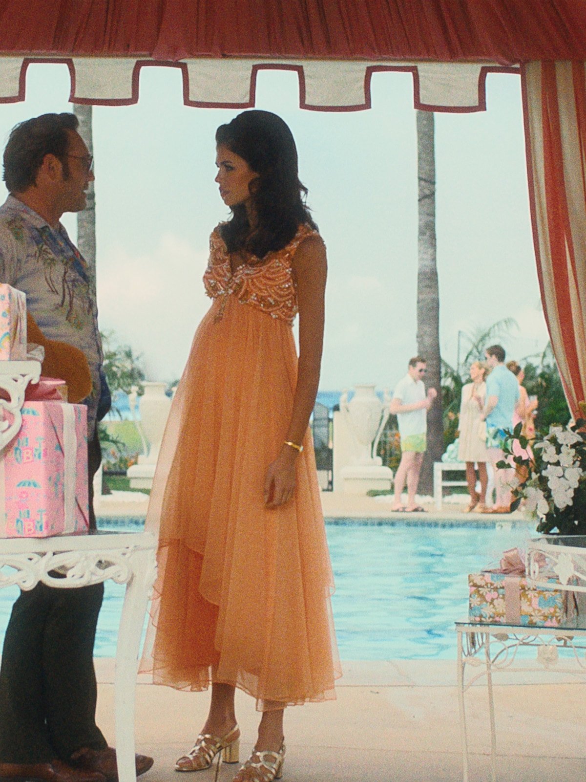 palm royale orange dress You're cordially invited to step into Palm Beach high society circa 1969 with @appletv's new series Palm Royale and our Pucci and Courrges-filled edit from costume designer Alix Friedberg. Palm Beach